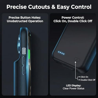 Battery Case for iPhone 16 Pro Max, 10000mAh Rechargeable Charging Case with LED Power Display, Black - size: For iPhone 16PM