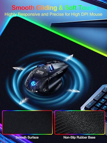 Wireless Charging Mouse Pad Gaming, 31.5"x15.8" Large Desk Mat, Waterproof - color: RGB-31.5"x15.8"-Right