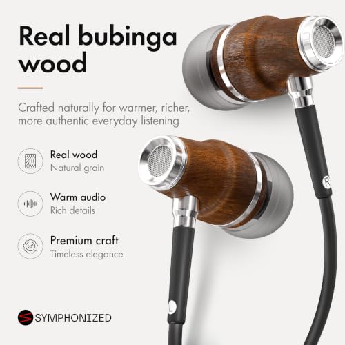 Symphonized Premium Wooden Wired Earbuds with Microphone (Lightning) - color: Black, style: Lightning