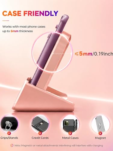 Wireless Charger YUWISS Wireless Charging Stand Cordless Charger 10/7.5/5W Compatible with iPhone 14 13 12/12 /11Pro Max/XR/XS Max/XS/X/8/8Plus Galaxy S22/S21/S9/S9+/S8/S8+ Note (Rose Gold) - color: Rose Gold