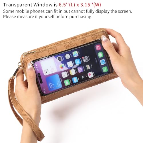 GOIACII Phone Purse Crossbody Bags for Women Small Travel Wallet Touch Screen RFID Blocking - color: A11 Brown Pattern
