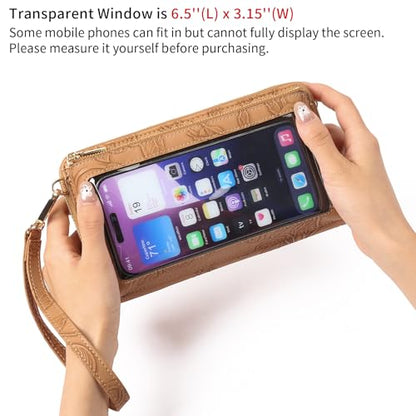 GOIACII Phone Purse Crossbody Bags for Women Small Travel Wallet Touch Screen RFID Blocking - color: A11 Brown Pattern