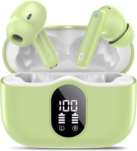 Wireless Earbuds, 2026 Bluetooth 5.4 Headphones Bass Stereo, Grass Green - color: Grass Green