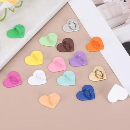 MECCANIXITY 12 Pcs Heart Phone Charm Hook, Adhesive Cell Phone Charm Holder Metal Finger Grip Loop for DIY Case Pad Tablet, Light Brown/Brown/White/Black - color: Light Brown/Brown/White/Black