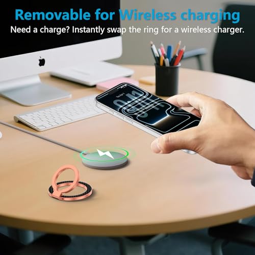 Magnetic Phone Ring Grip for MagSafe, Dual-Sided Magnetic Phone Ring Holder - color: rose-gold