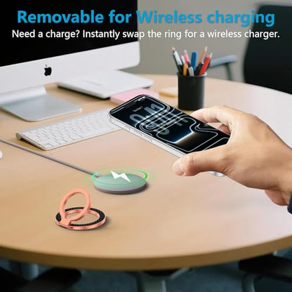 Magnetic Phone Ring Grip for MagSafe, Dual-Sided Magnetic Phone Ring Holder - color: rose-gold
