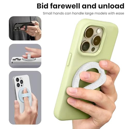 Magnetic Silicone Phone Grip Ring Holder Compatible with MagSafe Phone Case - color: Starlight White