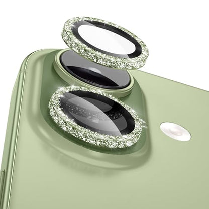 CloudValley All Bling Camera Lens Protector for iPhone 17/iPhone 16/Plus - color: Bling Green