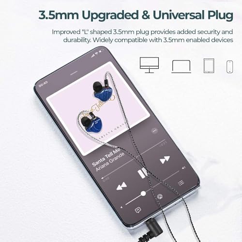 DEMAKE in Ear Monitor with Detachable 3.5mm Cable, with Mic - color: Blue, size: With Mic