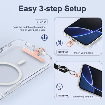 360° Rotatable Metal Phone Tether Tab 5-Pack - color: Rose Gold