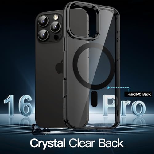 JETech Magnetic Case for iPhone 16 Pro 6.3-Inch Compatible with MagSafe, Shockproof Phone Bumper Cover, Anti-Scratch Clear Back (Black) - color: Black, size: iPhone 16 Pro