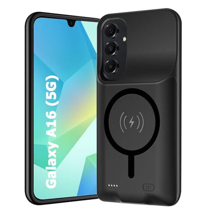 Battery Case for Galaxy A16/A17, Upgraded 10000mAh Battery Pack Rechargeable Charger Case with Wireless Charging Compatible for Galaxy A16 A17(6.7 inch) External Battery Charging Cover (Black) - size: Galaxy A16