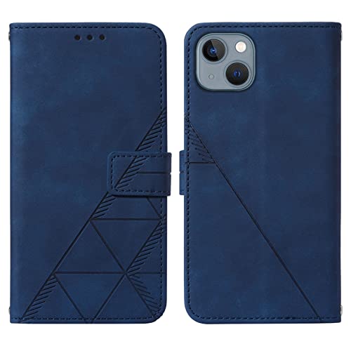 Wallet Case with Wrist Strap for iPhone 13/14 (Blue) | Card Holder Slots, PU Leather, TPU Interior Protective, Stand, Folio Flip Cases Cover, 13/14 Phone 6.1 inch - color: Blue