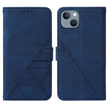 Wallet Case with Wrist Strap for iPhone 13/14 (Blue) | Card Holder Slots, PU Leather, TPU Interior Protective, Stand, Folio Flip Cases Cover, 13/14 Phone 6.1 inch - color: Blue