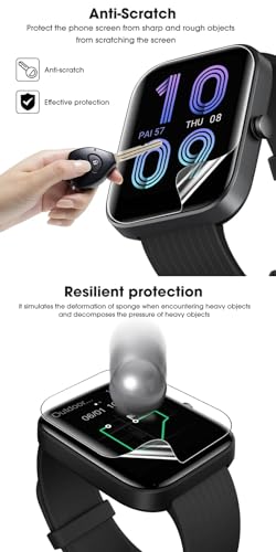 5Pcs Hydrogel Screen Protector for Amazfit Active 1.75" Smartwatch Soft HD Clear TPU Film Touch Sensitive, Self-Healing, Anti-Scratch, Ultra-Thin, Easy Installation
