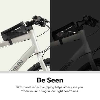 Schwinn Top Tube Phone Bag for Bicycles, Black, Touch-Screen Compatible Smartphone Pocket, Easy Installation, Weatherproof Zip Pocket, Storage for Phone, Wallet, Keys and More, Bike Frame Mount Bag