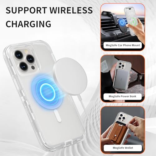 Follaroma Magnetic for iPhone 14 Pro Max Case, Heavy Duty Cases, Clear,6.7" | Compatible with MagSafe, Heavy Duty Shock proof Protection, Military-Grade Anti-Drop, Dual Layer Transparent Protective Cover - color: Clear, size: iPhone 14 Pro Max 6.7''