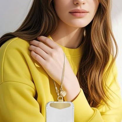 Phone Charm Strap Detachable Wrist Strap For iPhone Anti Theft Strap Phone Chain Wristlet - color: Pale Gold