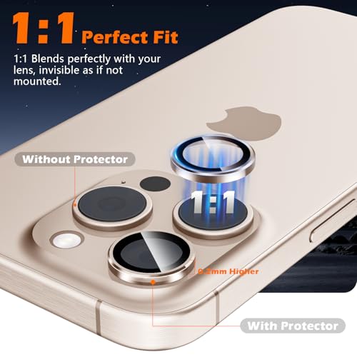 imluckies for iPhone 16 Pro - iPhone 16 Pro Max Camera Lens Protector, AR+AF Tempered Glass, 9H Ultra-Tough Metal Individual Lens Cover, HD Clear Camera Accessories, Case Friendly - Desert Titanium - color: Desert Titanium