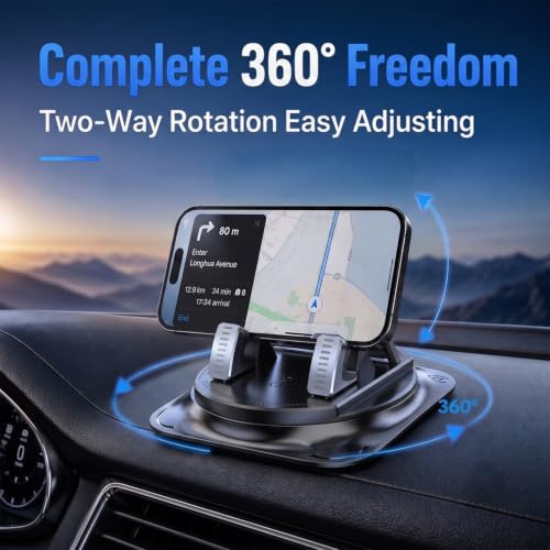 Car Phone Holder 360 Degree Rotation,Car Navigation Mount,Car Dashboard Phone Holder,Anti-Slip Waterproof Navigation Mount,Adjustable Universal Car Phone Mount for Most Smartphones