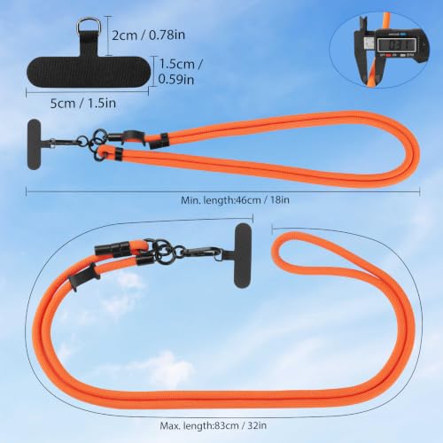 Phone Lanyard, Phone Strap Crossbody with 2 Pack Tether Tab, Adjustable Anti Theft Phone Strap for All Phones (orange) - color: Orange
