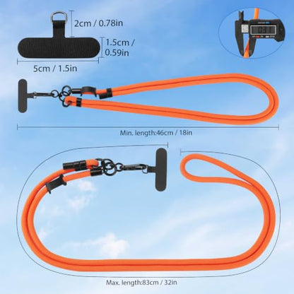 Phone Lanyard, Phone Strap Crossbody with 2 Pack Tether Tab, Adjustable Anti Theft Phone Strap for All Phones (orange) - color: Orange