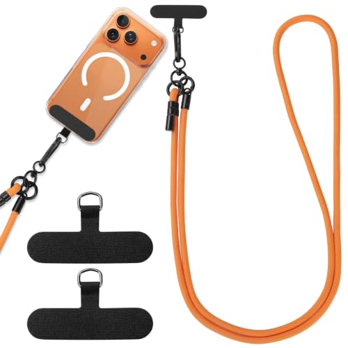 Phone Lanyard, Phone Strap Crossbody with 2 Pack Tether Tab, Adjustable Anti Theft Phone Strap for All Phones (OR6L) - color: Or6l
