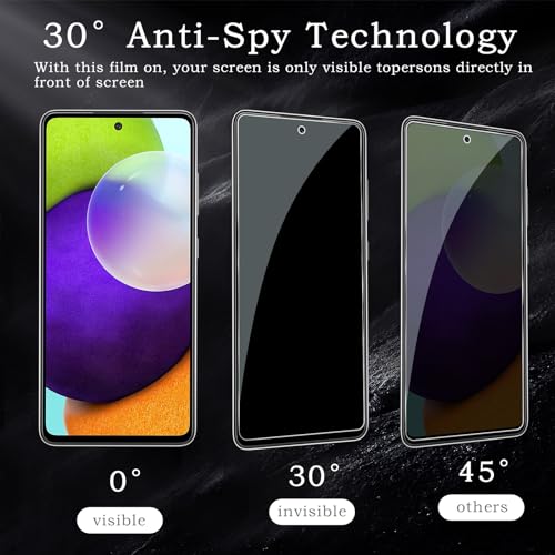 Privacy Screen Protector for Samsung Galaxy A52/A51/A53 5G, Shatterproof Tempered Glass Accessories, Anti Spy Tempered Glass Film, Case Friendly Ultra Resistant 9H Hardness Anti-Glare HD Black -3 Pack