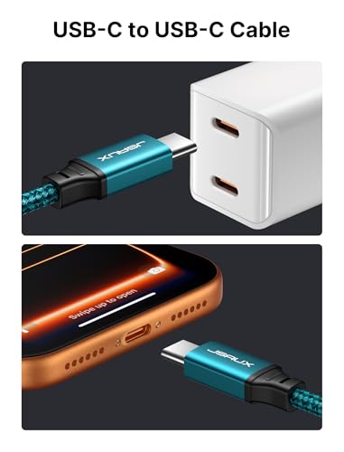 JSAUX 100W USB C to USB C Cable [2-Pack 6.6FT], PD Fast Charging, Green - color: Green, size: 6.6ft+6.6ft