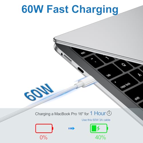10FT Long USB C Cable 2-Pack,60W Type C to C Fast Charging Cable - size: 60W,10FT+10FT