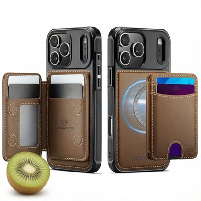 WJX for iPhone 16 Pro MagSafe Wallet Case, 2-in-1 Detachable Luxury Card Holder, Universal MagSafe Compatible, RFID Blocking, Shockproof Kickstand Slim Cover， Brown - color: Brown, size: iPone 16 Pro