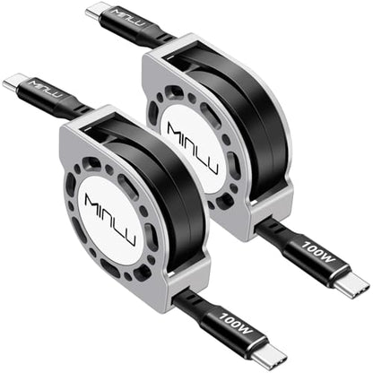 Retractable USB C to USB C Cable,100W Fast Charging Cord，4 Ft, 2Packs