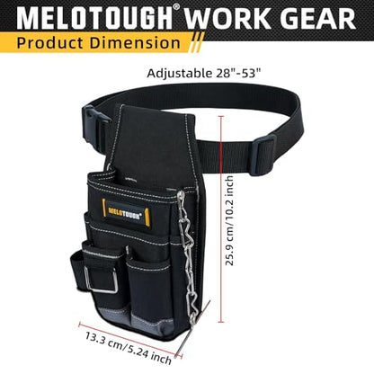 MELOTOUGH Pocket Tool Pouch Tool Belt Pouches with Belt Clip Utility Mini Tool Organizer Pouch for Electrician,Carpenter,Construction,Technician - color: Grey/Black