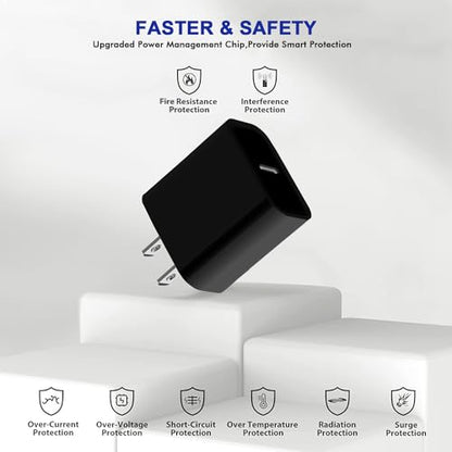 3Pack iPhone 17/16/15 Charge Block, USB C Charger, Black Charger PD Adapter - color: Black