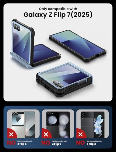 i-Blason for Samsung Galaxy Z Flip 7 Case with Stand & Belt-Clip, Blue | Built-in Screen Protector, Hinge Protection, Belt-Clip, KickStand, Full-Body Protection, Military - color: Tilt