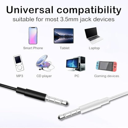 2-Pack Wired Earbuds with Mic and Volume Control, 3.5mm Jack in-Ear Headphones Stereo Sound, Noise-Isolating Earphones for Music, Calls, Gaming & Video Chat,Black & White