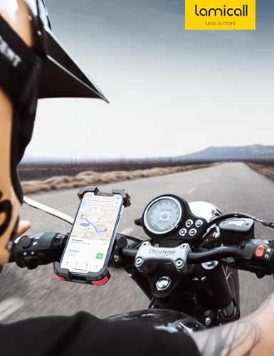 Lamicall Motorcycle Bike Phone Holder with Upgrade Quick Install Bar Clip - color: Red