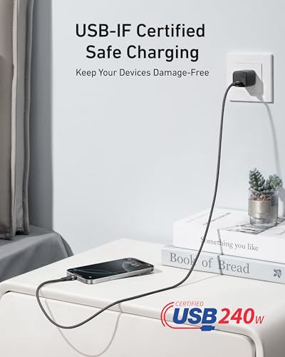 Anker Nano USB C to USB C Cable, 240W Fast Charging Cable (Black, 3ft) - color: Black, size: 3ft