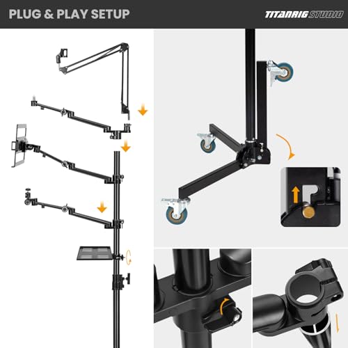 TARION 5-in-1 Live Streaming Floor Stand with Wheels 61" Titanrig Studio - size: 5-in-1 Floor Set