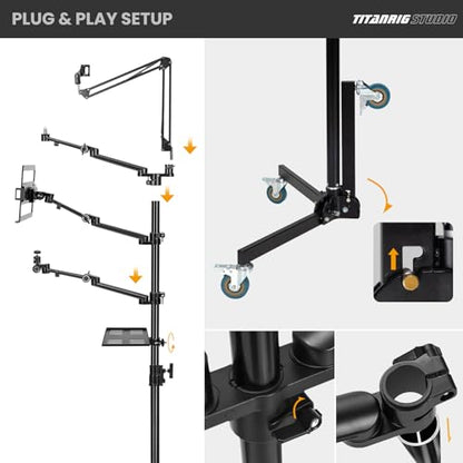 TARION 5-in-1 Live Streaming Floor Stand with Wheels 61" Titanrig Studio - size: 5-in-1 Floor Set