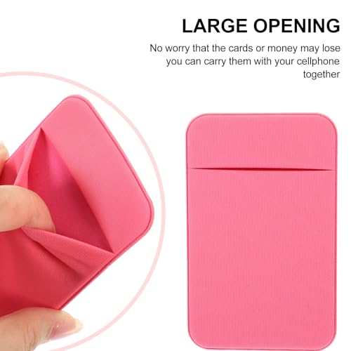 2pcs Adhesive Phone Card Holder Sticky Pocket with Elastic Stretch Fabric, Smartphone Back Wallet for Small Cards, Pink Self-adhesive Case Pocket for Travel and Daily Use
