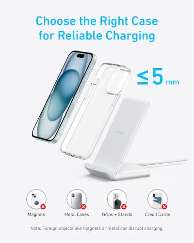 Anker 313 Qi-Certified 10W Max Wireless Charger Stand - color: White, size: 1pack