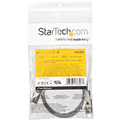 StarTech 3.3ft/1m USB-C Cable, USB 10Gbps, 100W PD, 8K 60Hz/4K 144Hz - size: 3 ft / 1m, style: USB 3.1 - C to C