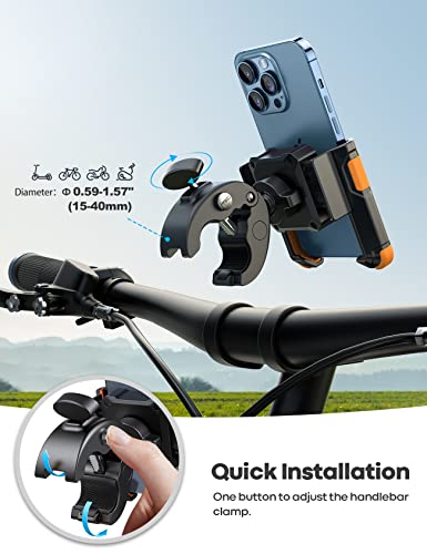Lamicall Motorcycle Bike Phone Mount, 1s Lock Bike Phone Holder - color: Orange