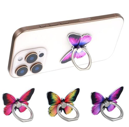 Ymapinc 3Pcs Butterfly Phone Ring Holder Colored Butterfly Shaped