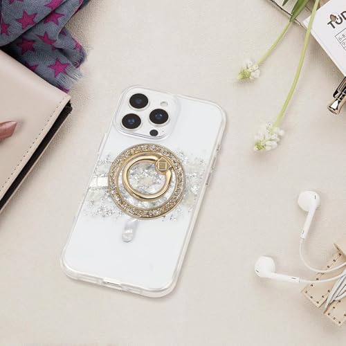 Magnetic Phone Ring for MagSafe Grip [Super Magnet] Gold Twinkle Design Ring Holder Stand, magsafe pop Socket (Gold) - color: Gold