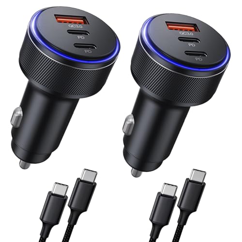 Car Charger for iPhone 17/17 Pro Max USB C Fast Charger,2Pack 90W 3-Port Charger Adapter for iPhone 16/16 Plus/16 Pro/16 Pro Max/15/14/Pro Max/AirPods4/ iPad Pro/Mini, (USB C to C Cable) - size: 4