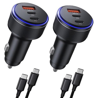 Car Charger for iPhone 17/17 Pro Max USB C Fast Charger,2Pack 90W 3-Port Charger Adapter for iPhone 16/16 Plus/16 Pro/16 Pro Max/15/14/Pro Max/AirPods4/ iPad Pro/Mini, (USB C to C Cable) - size: 4