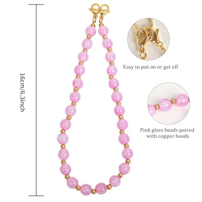 Phone Charm Detachable Metal Cellphone Wrist Strap for Women Girls, Cell Phone Lanyard - color: Cc-shimmering Pink