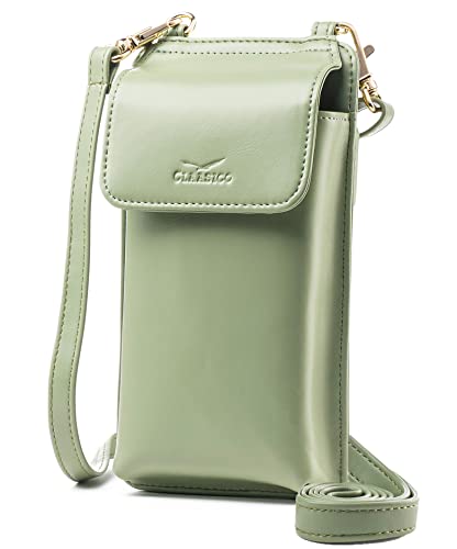 Crossbody Phone Purse for Women – RFID Phone Case Wallet w/Magnetic Closure & Separate Zipper Pocket Crossbody Bag - color: Olive Color